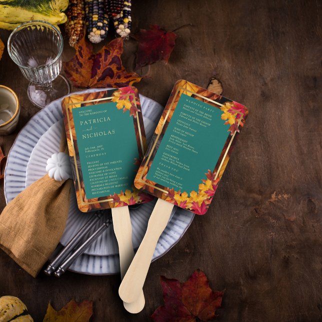 Abanico Programa de Bodas Rústicas de Oro Verde azulado y  (Subido por el creador)