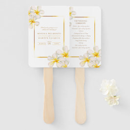 Abanico Programa de bodas tropicales amarillo blanco de Fr