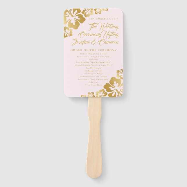 Abanico Programa de Bodas Tropicales de Oro Hibiscus Flowe (Anverso)