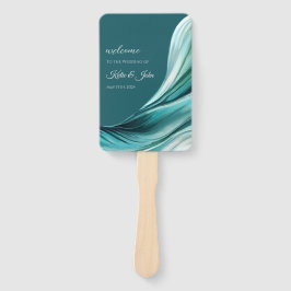 Abanico Programa de bodas-verde esmeralda moderno-