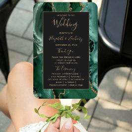Abanico Programa de Bodas Verde Esmeralda Oscuro con Agata