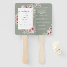 Abanico Programa de Bodas Verdes Sage con Floral Elegante
