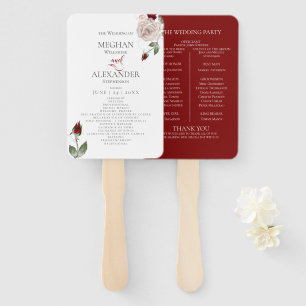 Abanico Programa de bodas Watercolor Dusty Rubor Wine Ro