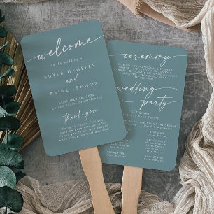 Abanico Programa de Boho Moda Seafoam de Boda Verde azulad