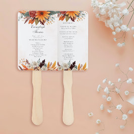 Abanico Programa de casamiento de acuarela floral de otoño