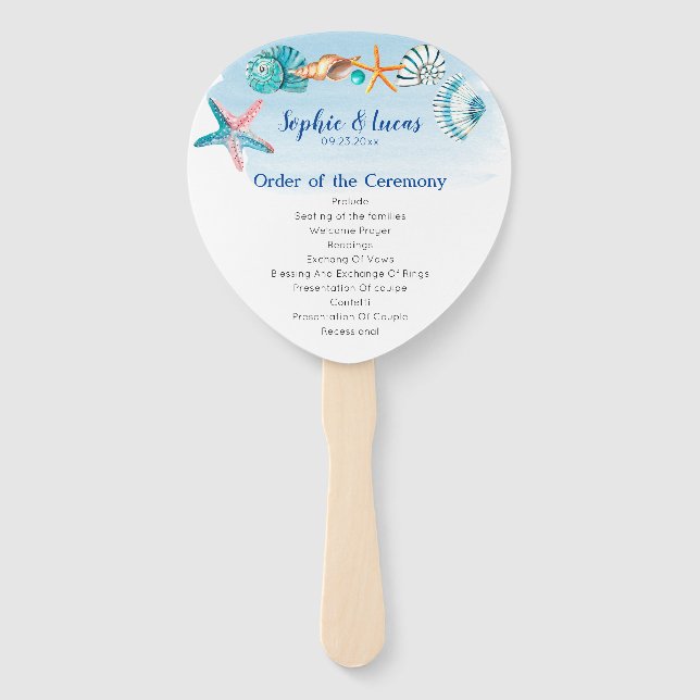 Abanico Programa de casamiento de color azul marino (Anverso)