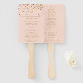 Abanico Programa de casamiento de confetti rosado y dorado