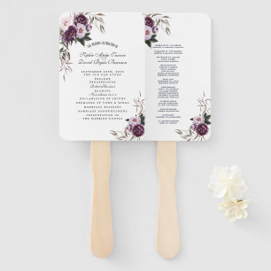 Abanico Programa de casamiento de flores moradas rosadas