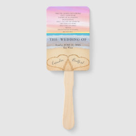 Abanico Programa de casamiento en playa de arena rosada de