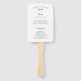 Abanico Programa de casamiento floral azul y rosa moderno