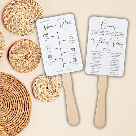 Abanico Programa de Ceremonia de Boda con Caligrafía Moder