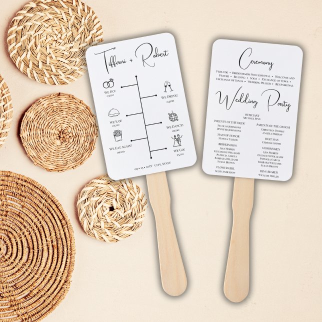 Abanico Programa de Ceremonia de Boda con Caligrafía Moder (Subido por el creador)