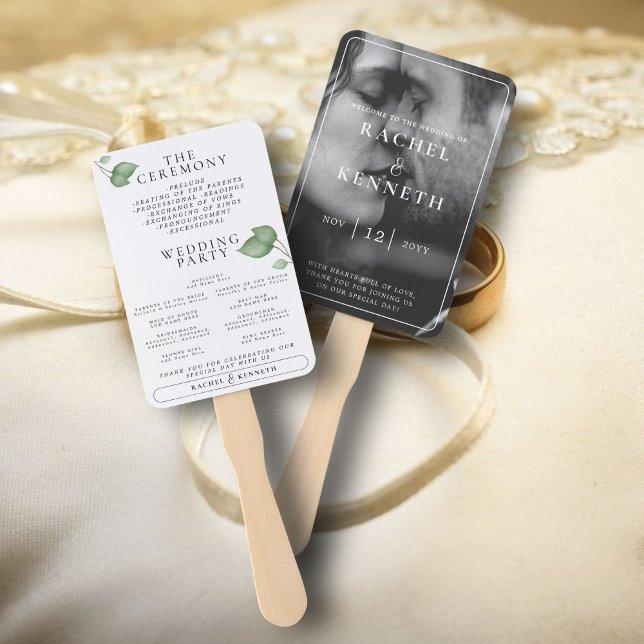 Abanico Programa de Ceremonia de Boda con Foto en Blanco y (Subido por el creador)