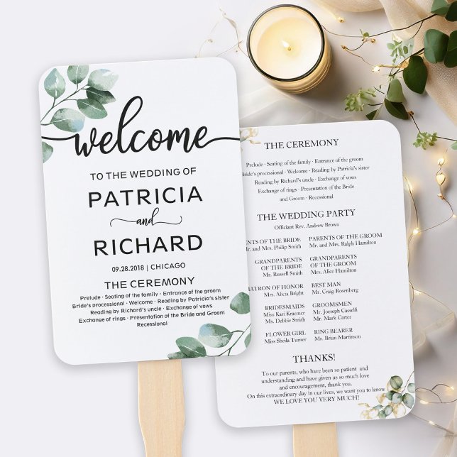 Abanico Programa de Ceremonia de Boda con Vegetación (Subido por el creador)