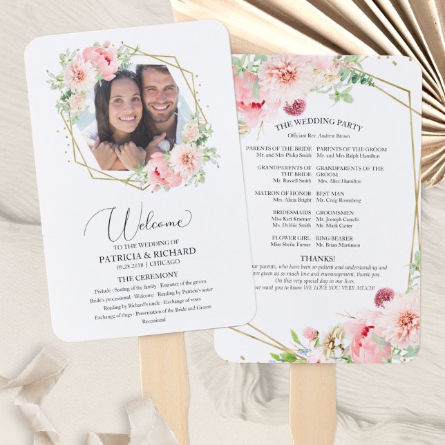 Abanico Programa de Ceremonia de Boda de Bienvenida Floral (Subido por el creador)