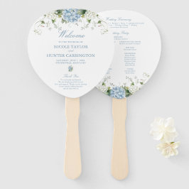 Abanico Programa de Ceremonia de Boda de Hortensia Azul