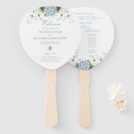 Abanico Programa de Ceremonia de Boda de Hortensia Azul