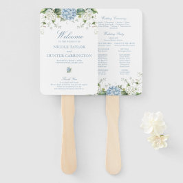 Abanico Programa de Ceremonia de Boda de Hortensia Azul Po