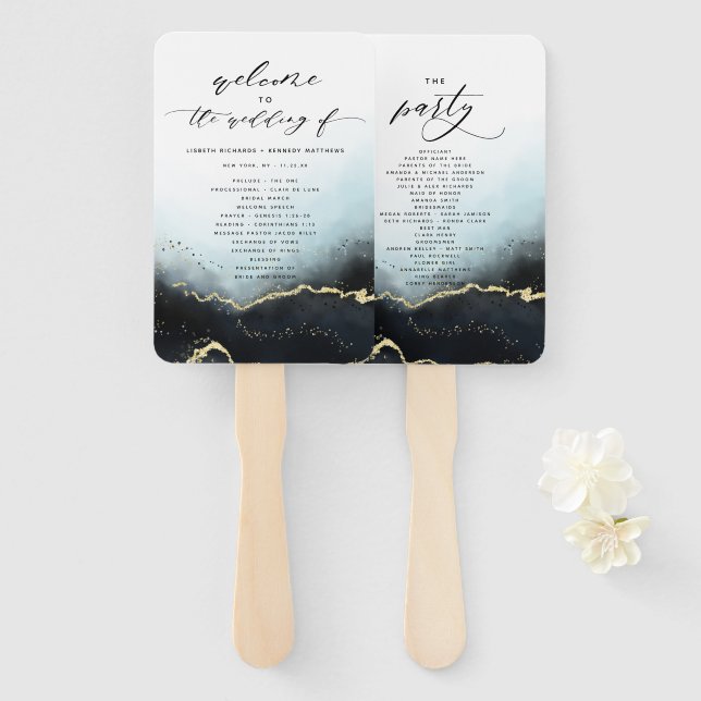 Abanico Programa de Ceremonia de Boda de la Armada de Ethe (Anverso y reverso)