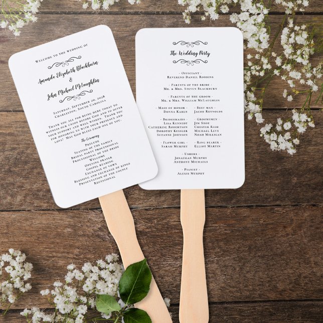 Abanico Programa de Ceremonia de Boda Elegante Chic Negro  (Subido por el creador)