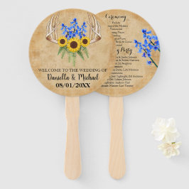 Abanico Programa de Ceremonia de Bodas de Antlers Rústicos