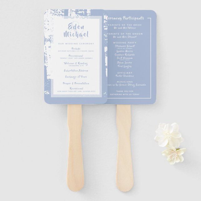 Abanico Programa de Ceremonia de Bodas de Bosques Azules C (Anverso y reverso)