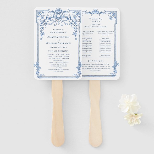 Abanico Programa de Ceremonia de Bodas de la Organización  (Anverso y reverso)