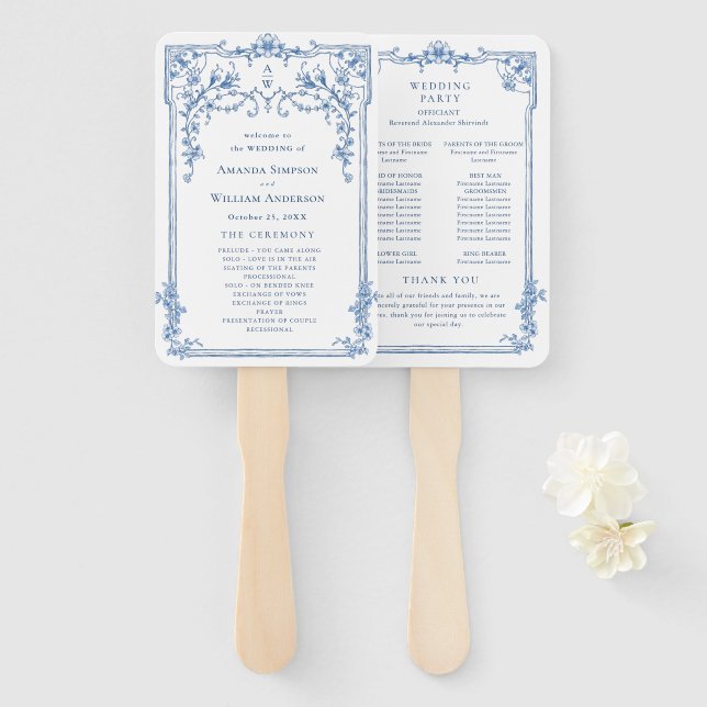 Abanico Programa de Ceremonia de Bodas de la Organización  (Anverso y reverso)