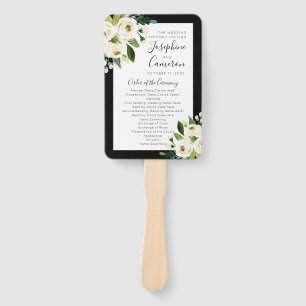 Abanico Programa de Ceremonia Floral Blanca con Boda Negro