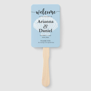 Abanico Programa de Ceremonia Hand Fan Beach Seashell