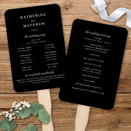 Abanico Programa de ceremonias de Boda negro de Moda elega