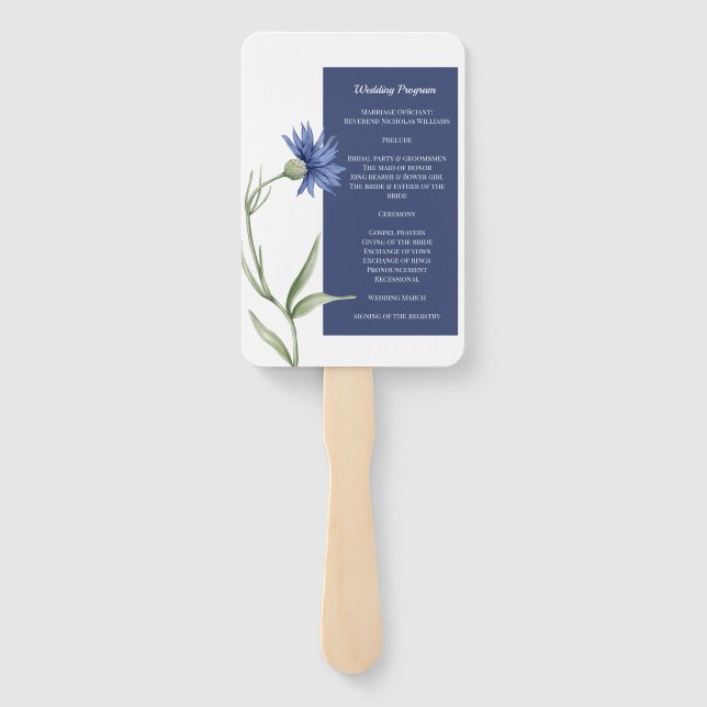 Abanico Programa de código QR estilo DUSTY Blue Floral (Reverso)