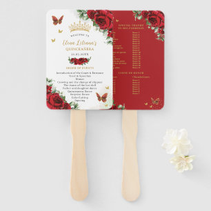 Abanico Programa de Eventos Florales Rojas de Quinceañera