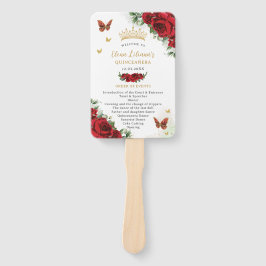 Abanico Programa de Eventos Florales Rojas de Quinceañera