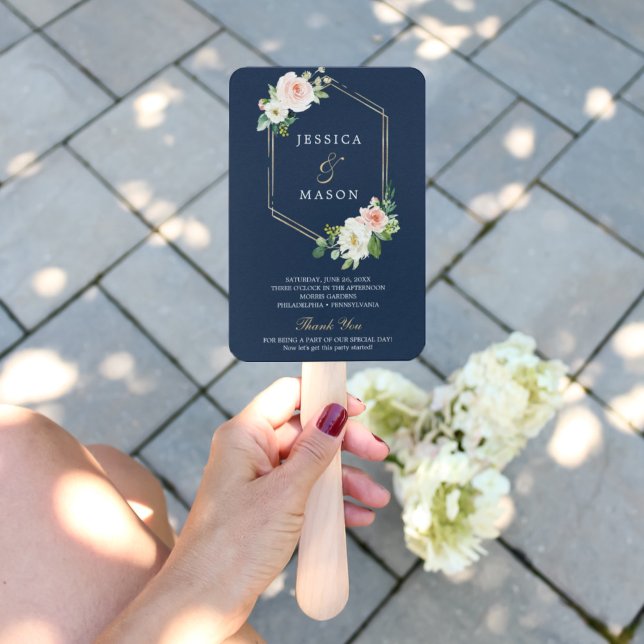 Abanico Programa de fans del Boda de Rubor Navy Blue Gold (Subido por el creador)