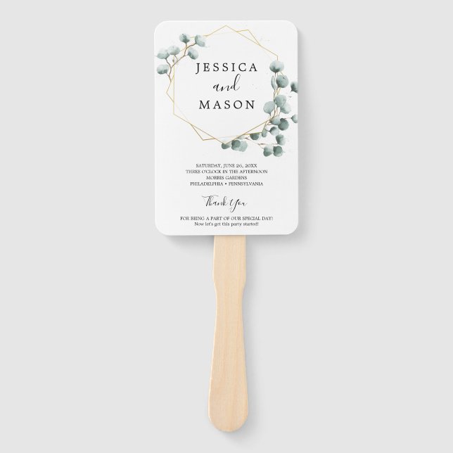 Abanico Programa de fans del Boda Eucalyptus Greenery (Anverso)