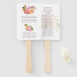 Abanico Programa de flores de acuarela para boda de primav