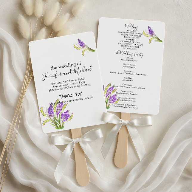 Abanico Programa de flores de lavanda y verde en acuarela (Subido por el creador)