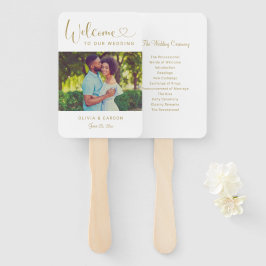 Abanico Programa de Fotos de Boda de Bienvenida con Oro Mo