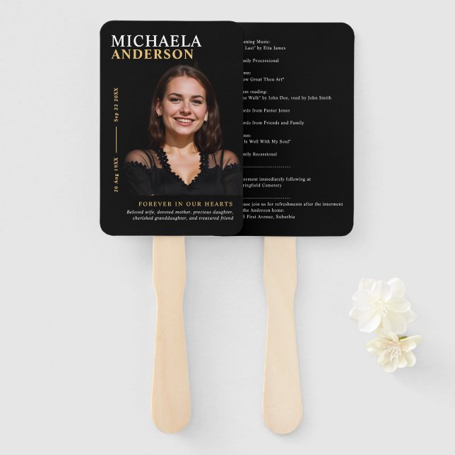 Abanico Programa de Funeral Moderno de Celebración de la V (Anverso y reverso)