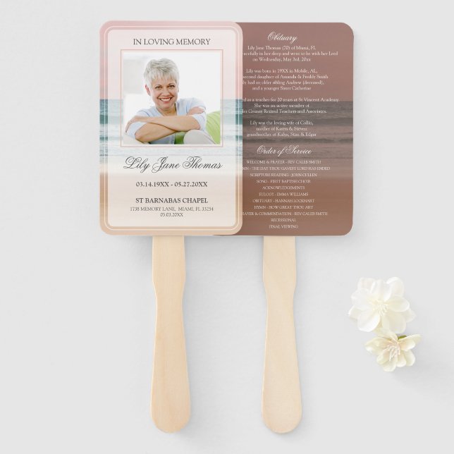 Abanico Programa de funerales Ocean In Love Memory (Anverso y reverso)