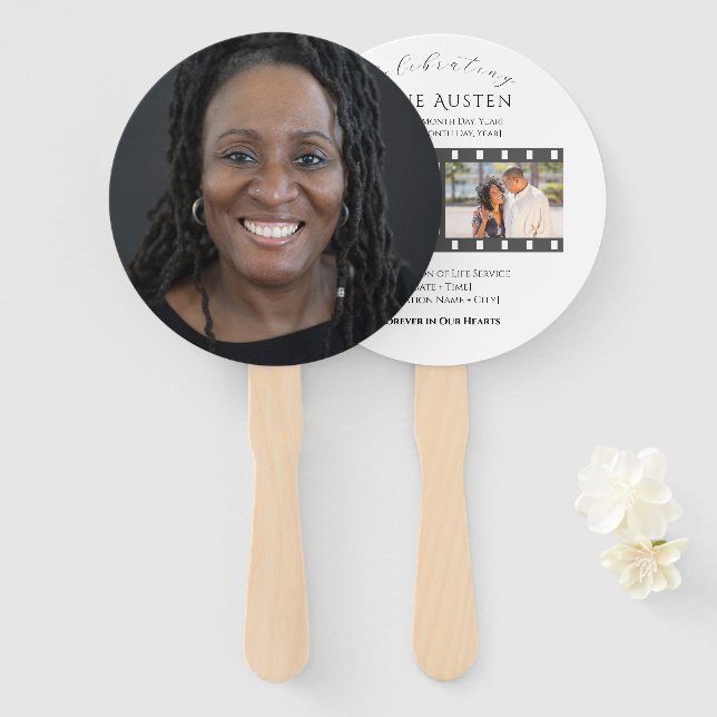 Abanico Programa de Funerales Redondo Ventilador Clásico y (Anverso y reverso)