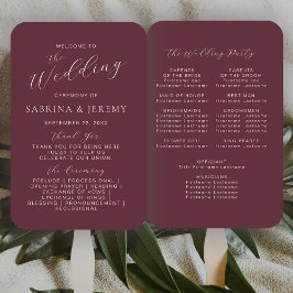 Abanico Programa de hitos de bodas en caligrafía de Borgoñ