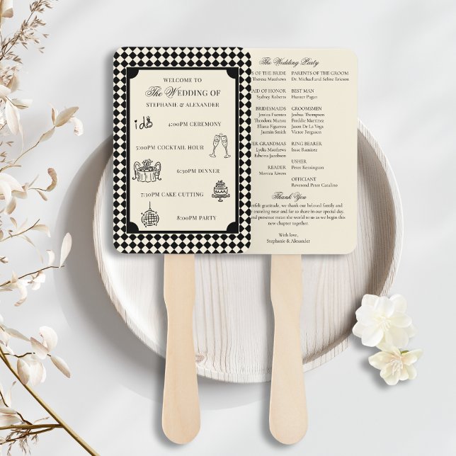 Abanico Programa de Itinerario de Boda Black & Ivory Old M (Subido por el creador)