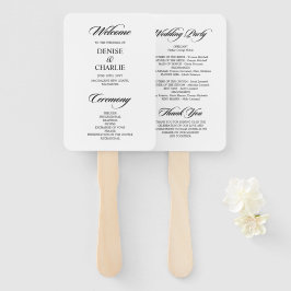 Abanico Programa de la Boda Blanca de Caligrafía minimalis