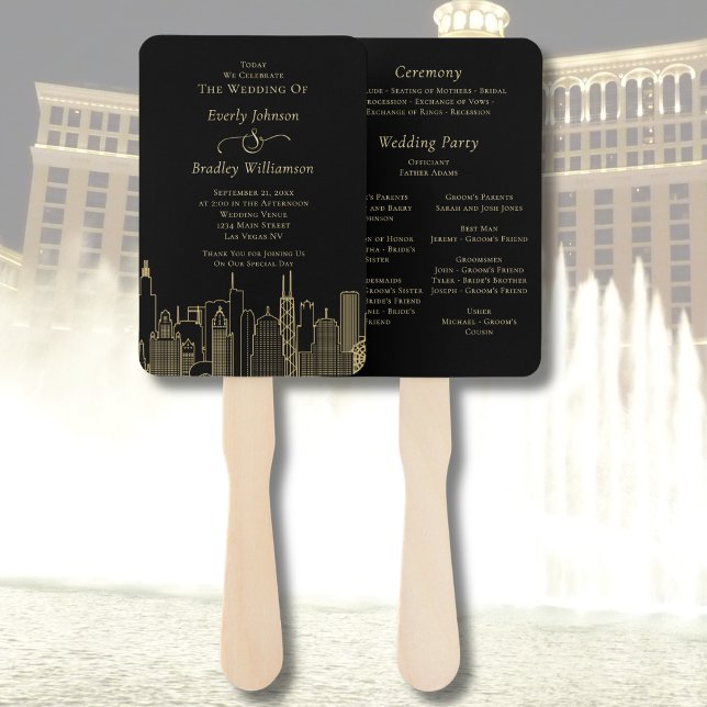 Abanico Programa de Las Vegas con fondo negro y letra dora (Subido por el creador)