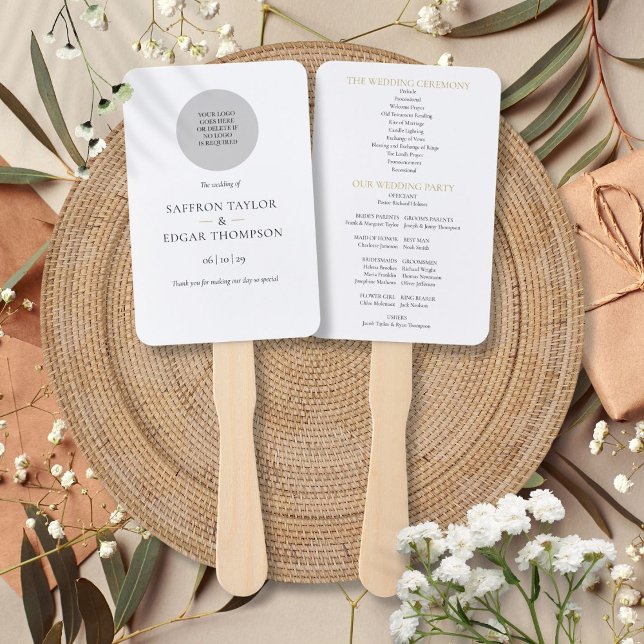 Abanico Programa de Logotipo de Boda Moderno Elegante (Elegant Modern Wedding Logo Program Hand Fan)