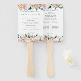 Abanico Programa de mano de boda floral de verano sonrojad