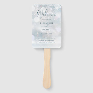Abanico Programa de mano para boda de invierno con nieve p