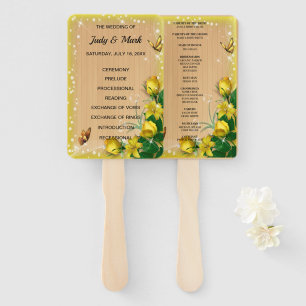 Abanico Programa de mariposa floral rubia de madera amaril